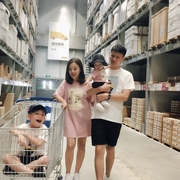 Lin Lin bé trai gia đình tải hè 2018 gia đình mới đầy đủ gia đình bốn bộ phim hoạt hình ngắn tay áo thun cotton