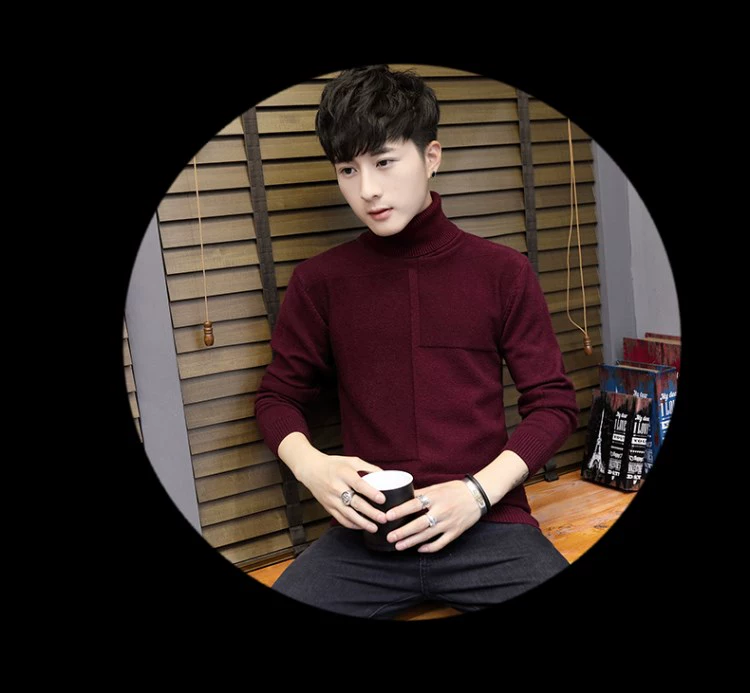 Mùa đông cộng với áo len nhung cao cổ nam thanh niên phiên bản Hàn Quốc đẹp trai ấm áp đáy áo trung học tăng trưởng áo len thủy triều