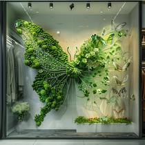 Spring landscape spring green plants butterfly display device decoration shopping mall window landscape props spring window attractions