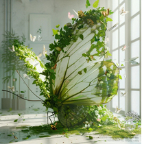 Spring landscape spring green plants butterfly display device decoration shopping mall window landscape props spring window attractions