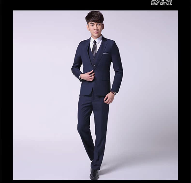 Bộ đồ vest nam mùa xuân và mùa thu tự trồng ba mảnh chú rể Váy cưới chú rể quần tây nam đẹp