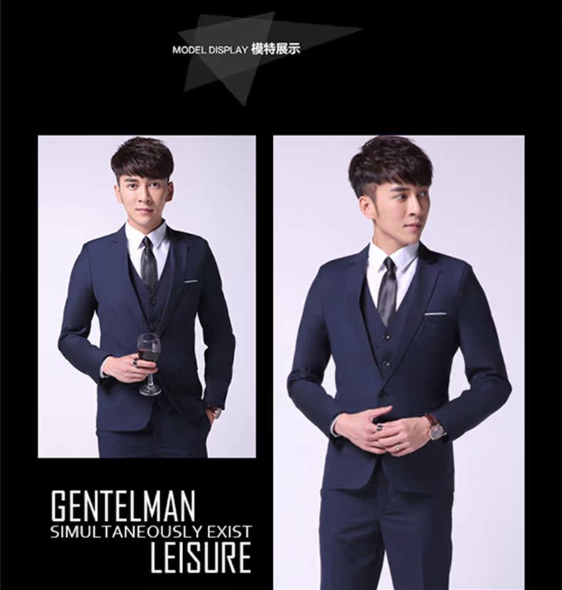 Bộ đồ vest nam mùa xuân và mùa thu tự trồng ba mảnh chú rể Váy cưới chú rể quần tây nam đẹp