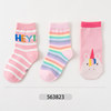 563823 Autumn and winter pink unicorn three pairs of children's socks