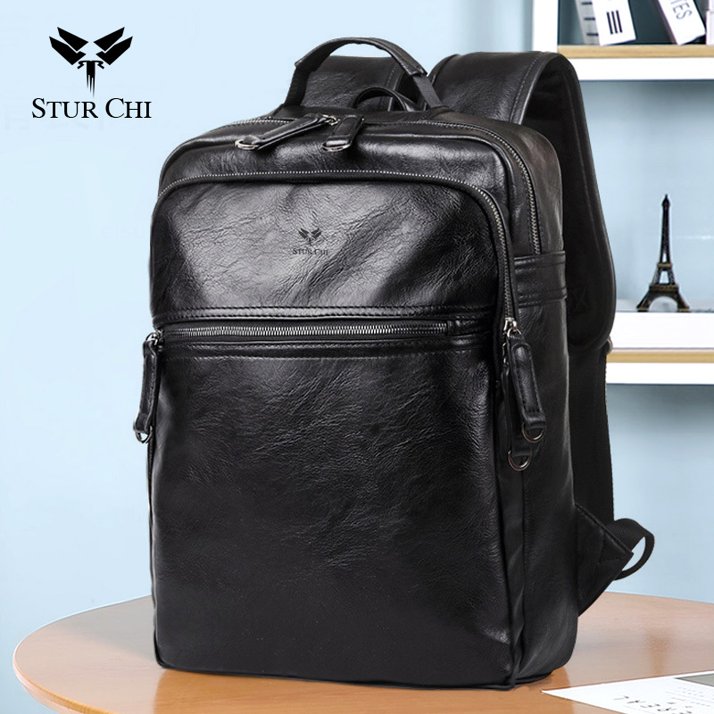 Authentic Men's Backpack, Large Capacity Computer Bag, Travel Bag, Genuine Leather School Bag, Business Casual Travel Backpack, Trendy Bag