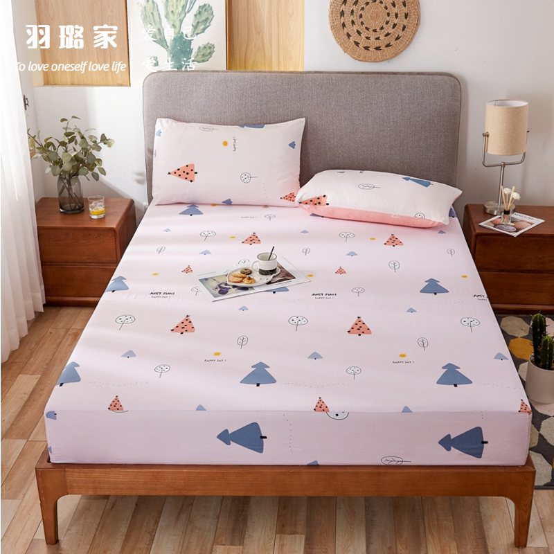 Non-slip fixed cotton fitted sheet fully surrounded dormitory mattress cover Simmons protective cover naked sleeping bed cover cotton single piece