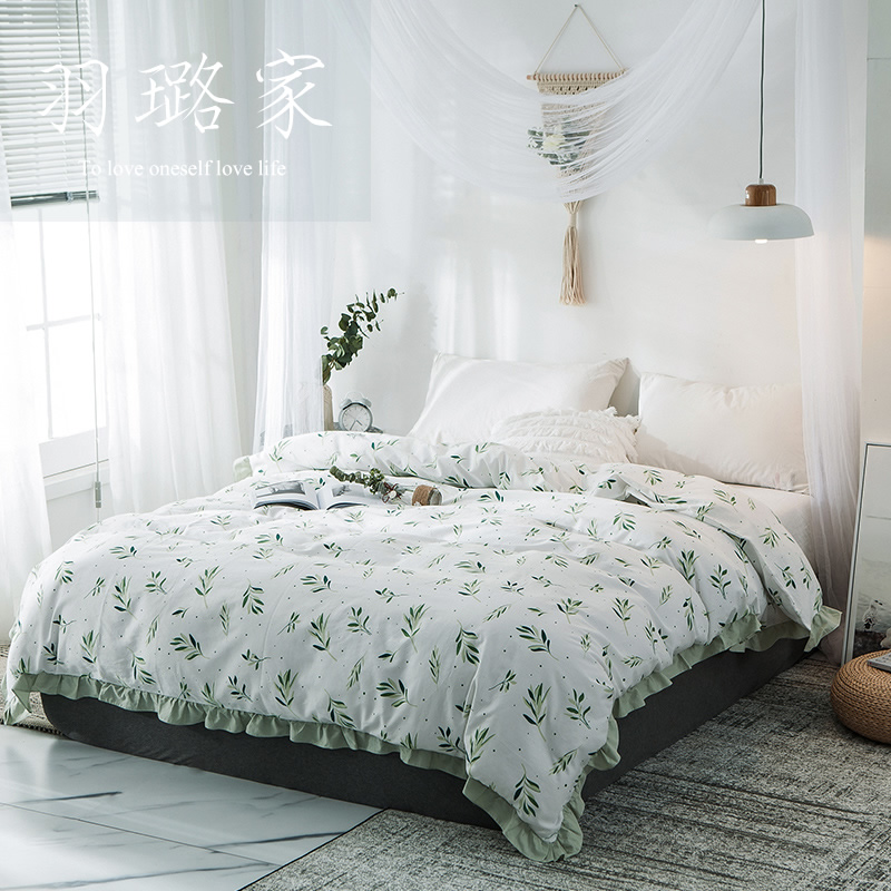 ins wind small fresh all cotton quilt cover pure cotton single piece single 1 8 m double quilt cover 200x230 lotus leaf lace