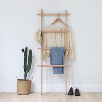 Bedside ladder clothes rack for two floor-standing bedroom Nordic solid wood ladder coat rack against the wall bathroom ladder rack