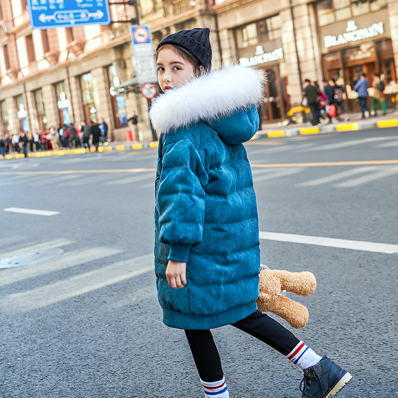 童羽绒服2018新款过膝中大童女宝宝中长款公