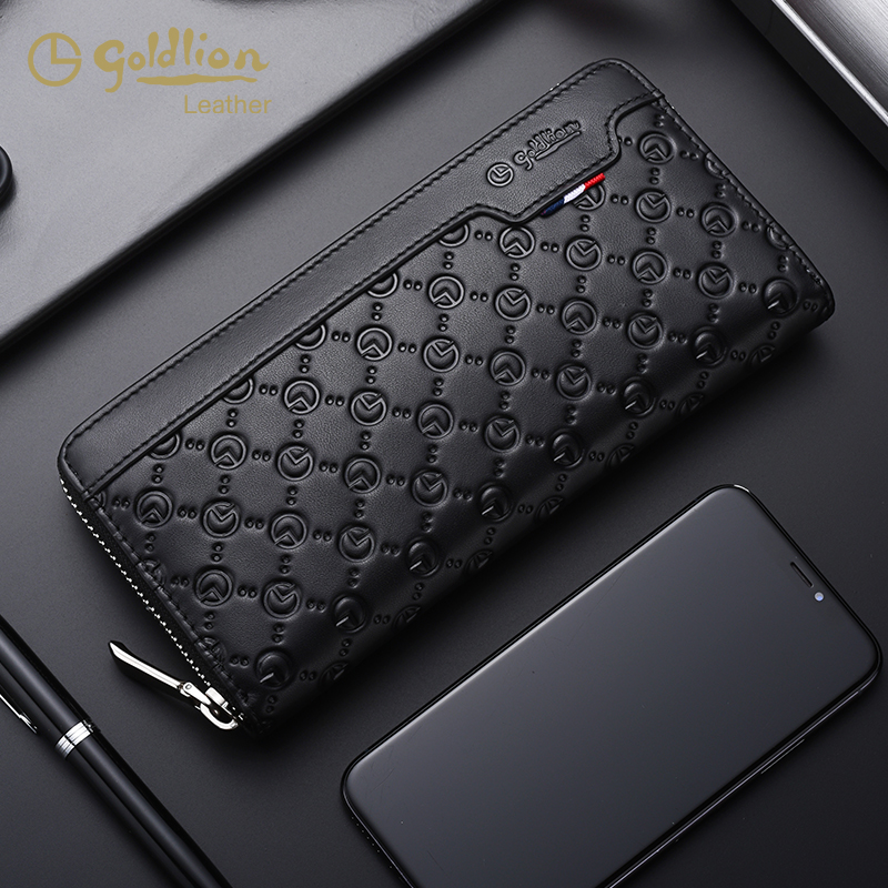 Ginley Comes Wallet Men's Long Version Genuine Leather Handbag New Tide Soft Bull Leather Bracelet Handbag Calf Leather Small Hand Machine Bag