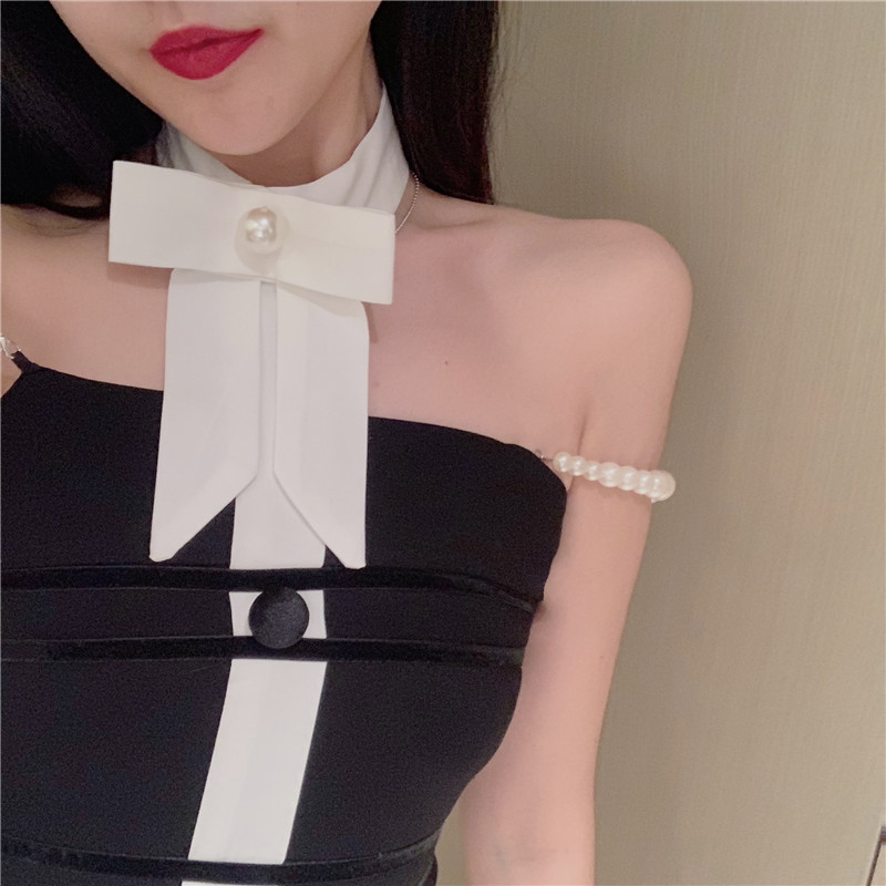 2020 mùa hè sexy mới sling vest bên ngoài mặc ròng đỏ thanh lịch sexy gió nơ treo cổ áo khoác ngắn