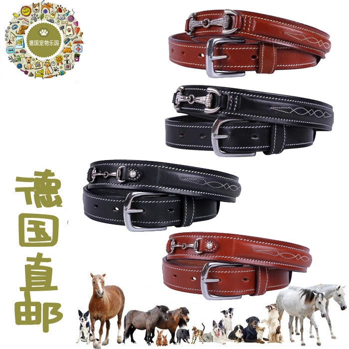 German direct mail upscale children adult cow leather genuine leather handmade equestrian leather strap fashion inlaid with white stitches 65 up