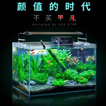Super white fish tank glass aquarium medium table living room sloth free of change water small mini gold fish tank rectangle
