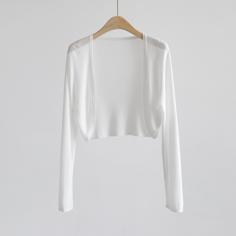 Tencel Knitted Cardigan Jacket for Women 2026 Summer with Suspender Skirt Shawl White Ice Silk Sun Protection Long-Sleeved Top