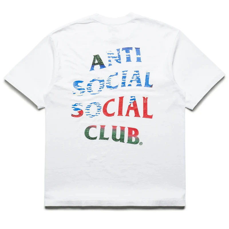 Assc anti social social club базовый совместный персиковый цветок короткий рукав майка с burgundy круглым вырезом