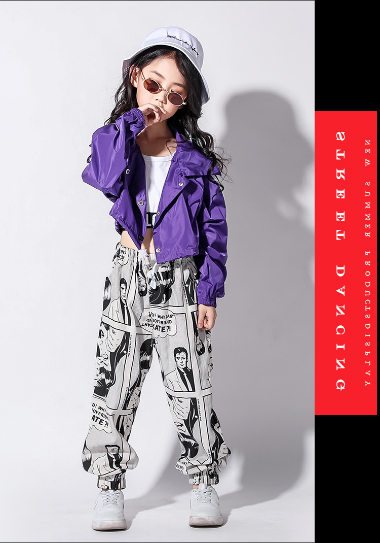 Cô gái nhảy jazz phù hợp với hiphop hip hop đường phố quần áo cô gái trẻ em jazz rò rỉ phiên bản Hàn Quốc của trang phục thủy triều váy trẻ em hàn quốc