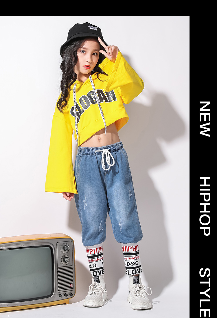 Girls Jazz Dance Set Trẻ em Nhiếp ảnh Hàn Quốc Hiển thị Cây trồng ngắn Ô dù Cô gái Trang phục Khiêu vũ Đường phố Nữ Thu trang phục biểu diễn zumba