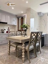 ART American solid wood dining table and chair combination solid wood carving rectangular dining table high gray Morrie impression furniture