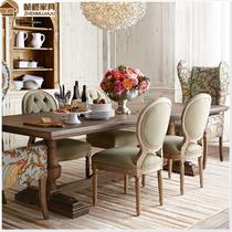 American country solid wood table French retro old rectangular dining table Nordic simple home Table 6 people