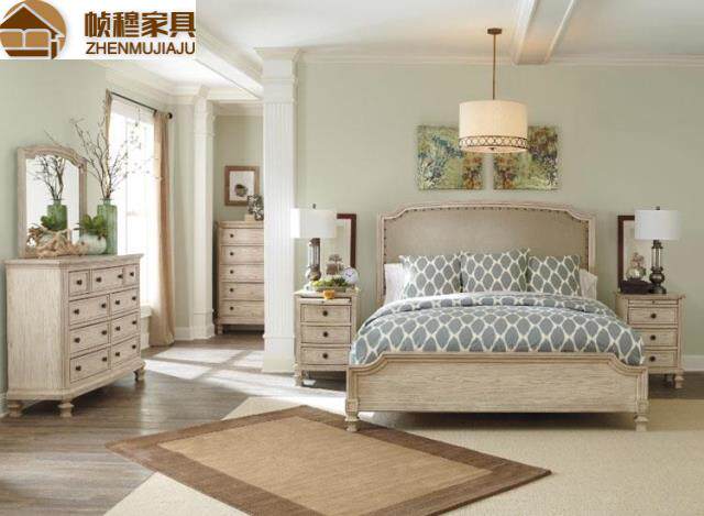 American countryside antique solid wood bed Fab-style retro white made of old 1 8 Double Eurostyle Mediterranean high-end bed furniture-Taobao
