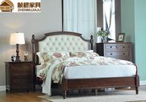 mei shi chuang solid wood 1 5 meters vintage oak double bed European leather 1 8 meters American leather nuptial bed