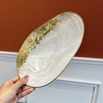 Natural conch shell extra large pearl clam shell living room coffee table light luxury tray fruit plate home creative collection ornaments