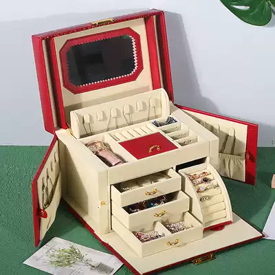 Deshi Dragon large-capacity Net Red jewelry box with lock European portable ring earrings necklace storage box high-grade wedding