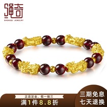 Rope Strange Jewelry Gold Brave Bracelet 3D Hard Gold 999 Transfer Beads Golden Bead Garnet Handstring Men and Women Jewelry