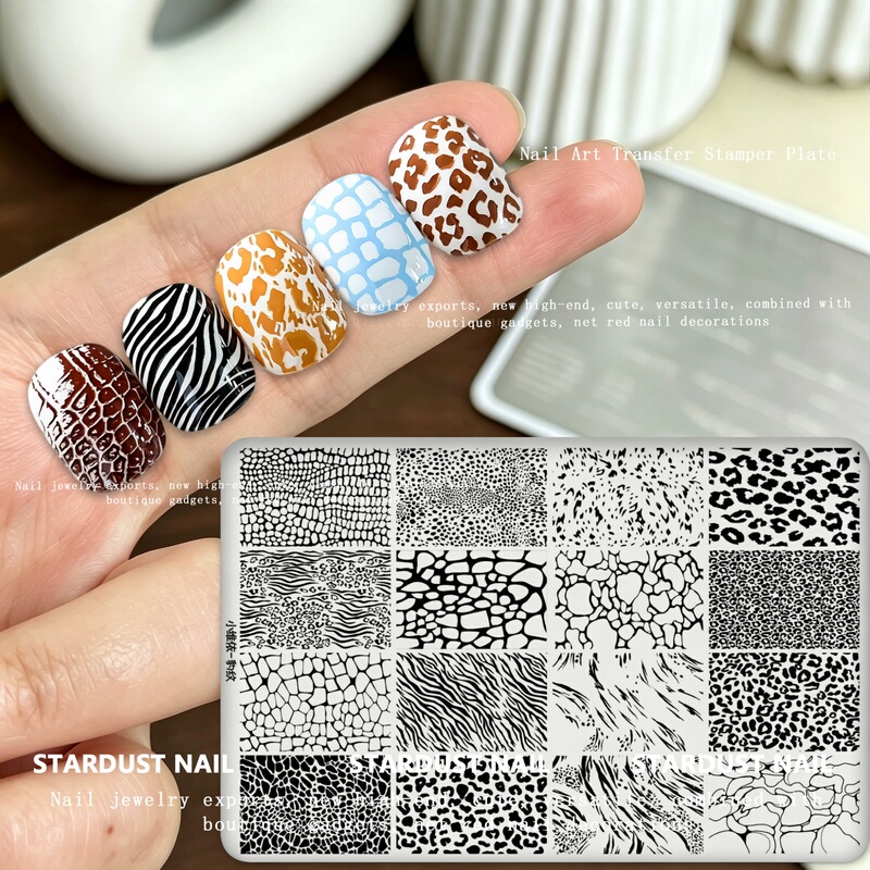 Retro Nail Art Animal Leopard Print Steel Plate Zebra Crocodile Snake Skin Texture Transfer Plate DIY Nail Art Tool Retro Nail Art Animal Leopard Print Steel Plate Zebra Crocodile Snake Skin Texture Transfer Plate DIY Nail Art Tool