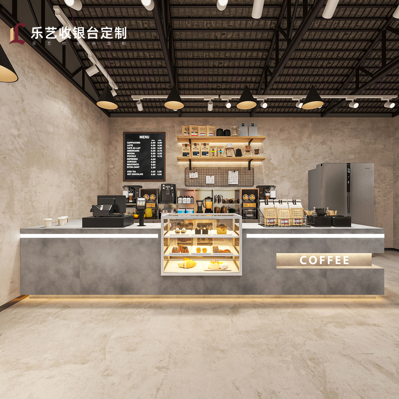 Simple Milk Tea Shop Cash Register Counter, Small Tavern Bar Counter, Coffee and Dessert Shop Front Desk, Bakery Cake and Bread Shop Reception Desk