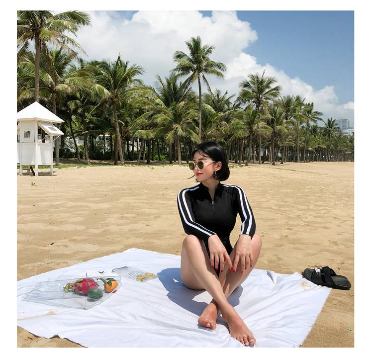 Lưới thép đen đen Tấm mỏng mỏng bảo thủ boyshort nữ chia áo tắm - Bộ đồ bơi hai mảnh áo bơi 2 mảnh