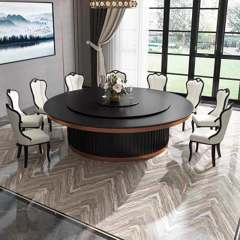 The hotel's new solid wood automatic turntable restaurant 3 meters Chinese-style electric big round table club box 15 20-person dining table