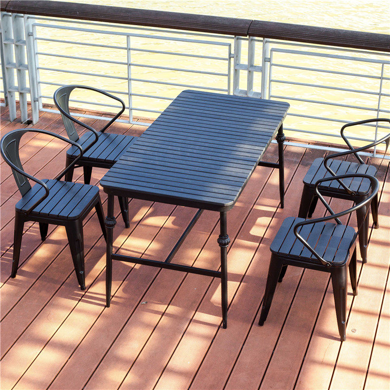 Outdoor table and chairs Leisure Café Minjuku Milk Tea Shop Outdoor Garden Iron Art Plastic Wood Table And Chairs Nordic Modern Minima-Taobao