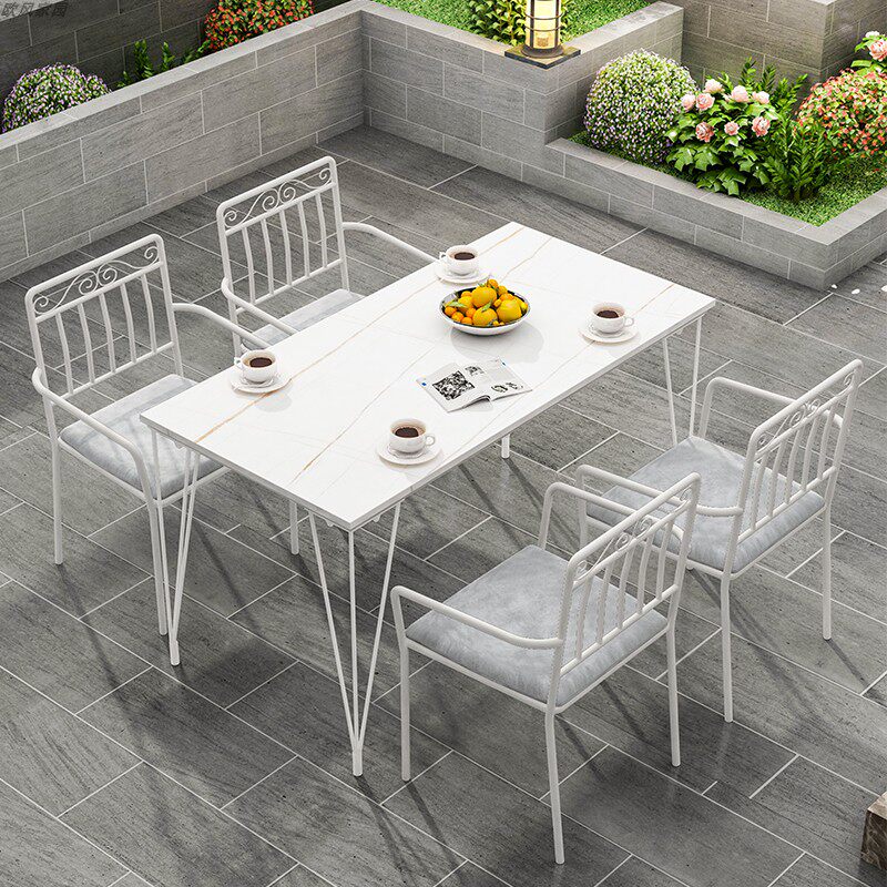 Outdoor Rock Board Table And Chairs Coffee Hall Milk Tea Shop Casual Area Rest Bar Personality Casual Room Dining Table And Chairs Combo-Taobao