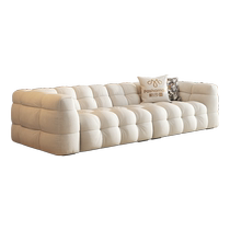 Pashaman marshmallow fabric sofa cream style Nordic modern living room small apartment sofa straight row ins style