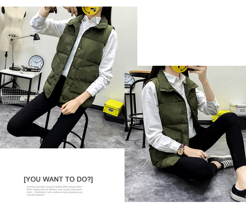 2018 mới xuống cotton vest nữ mùa thu đông ngắn vest vest sinh viên bf hoang dã vest nữ lỏng lẻo vest công sở nữ