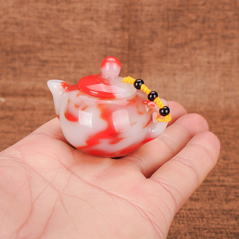 Sheep Jade hand play piece Xinjiang Hetian Jade chicken blood Jade handle pot gold silk jade Gobi jade handlebar pendant