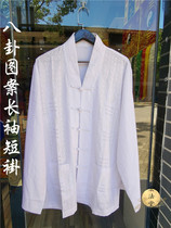 Taoist supplies short coat long sleeves Bagua diagram white top one piece of clothing hollow Bagua diagram Taoist uniform