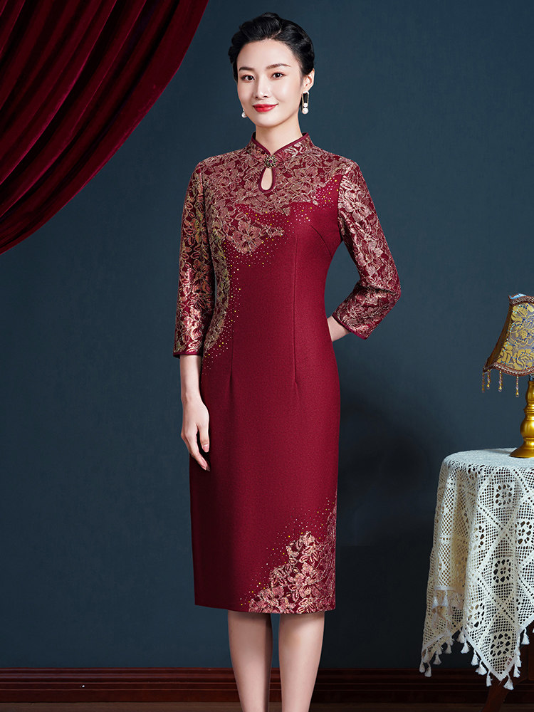 [USD 171.29] Celebrity Mother-in-law Wedding Banquet Cheongsam Fall ...