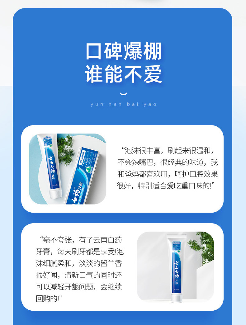 安享好物 安享A级牙膏-云南白药留兰牙膏 国标 
