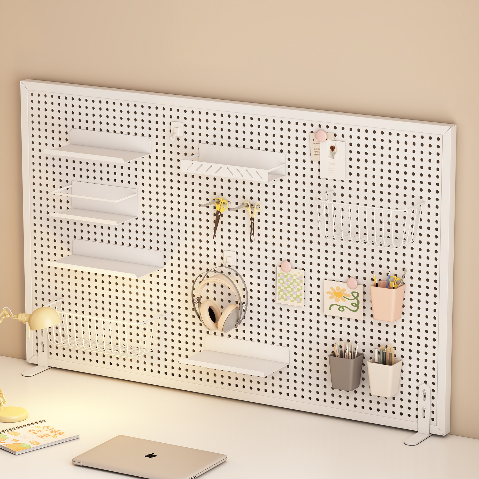 Desktop vertical hole plate storage rack without punching ornament display rack Study desk organization storage dormitory partition
