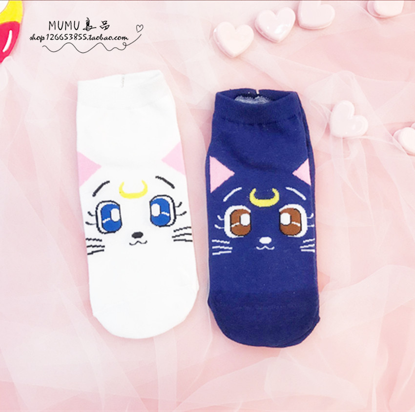 MUMU sản phẩm tốt Nhật Bản Sailor Moon Vớ Phim Hoạt Hình Luna Cát Vớ Vớ Mềm Chị Anime Ngoại Vi sticker mèo cute