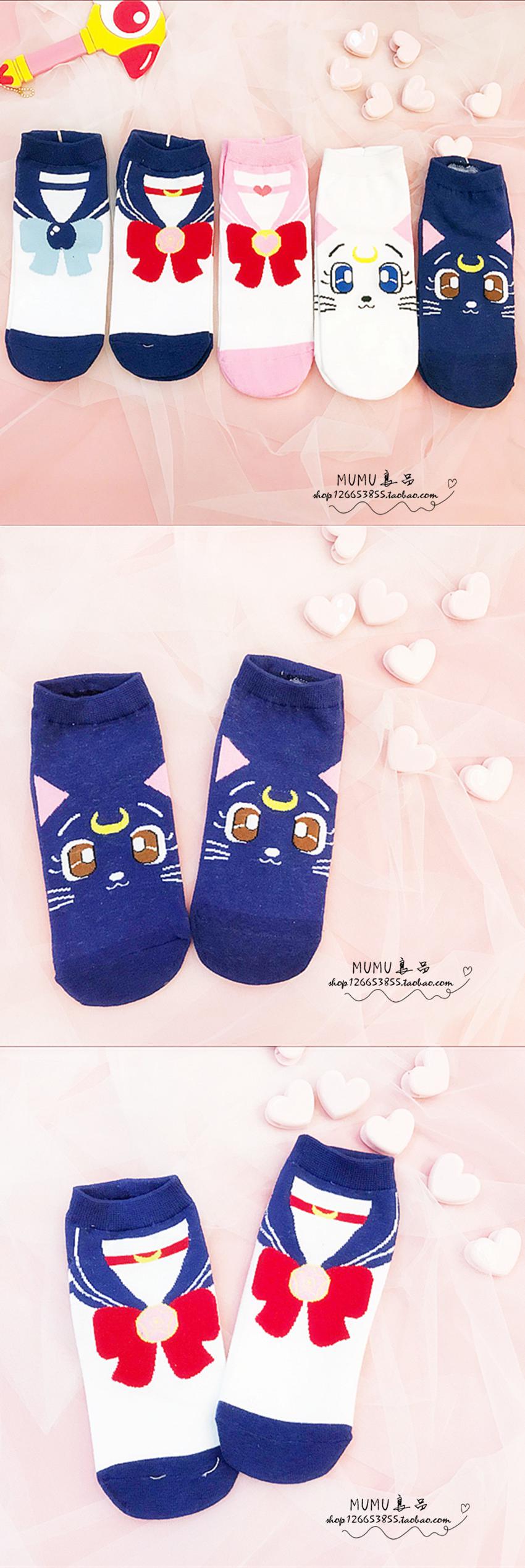 MUMU sản phẩm tốt Nhật Bản Sailor Moon Vớ Phim Hoạt Hình Luna Cát Vớ Vớ Mềm Chị Anime Ngoại Vi sticker mèo cute