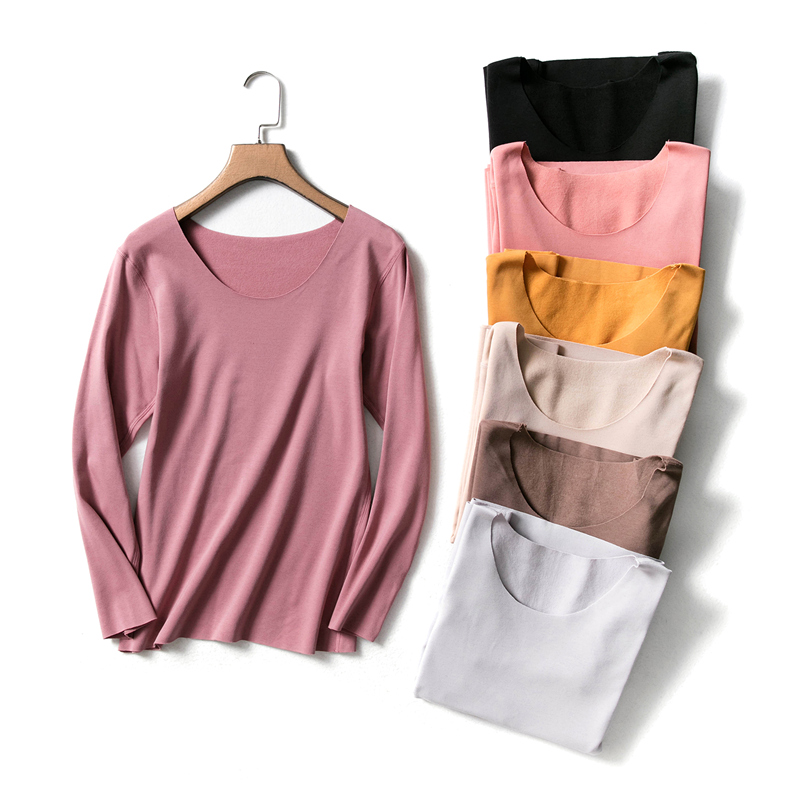 Gush bottom-shirt woman long sleeve autumn winter 100 lap without mark round collar T-shirt with thickened develed warm blouse