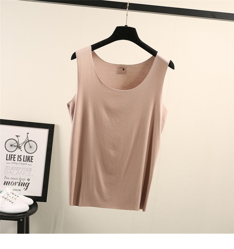 Mùa xuân và mùa hè mỏng cotton liền mạch áo vest nữ mặc mỏng bên trong tay áo rộng đáy áo sơ mi cỡ lớn áo ba lỗ nữ