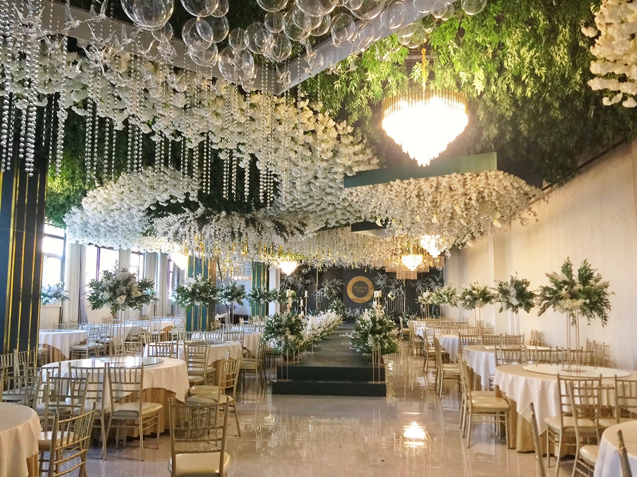 Green Wedding Ceremony Emulation Floral Materials Sensual Auditorium White Green Outdoor Wedding Fake Flowers And Grass Ceiling Flowers Road Leading Flower Arrangement-Taobao
