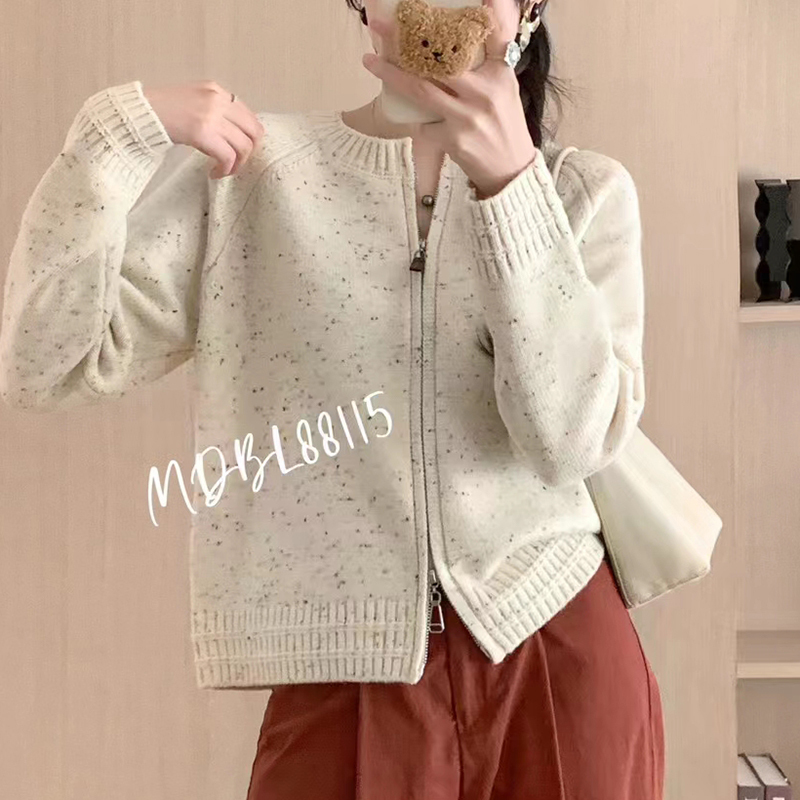 Early Spring Sweater Jacket for Women, Loose Fit, Spring and Autumn 2026 New Style, Yarn Zipper Knit Cardigan Top for Women, Trendy