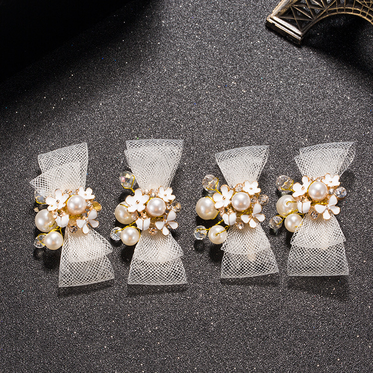 Foreman Fairy Korean Hairpin Bride Decorative White Wedding Dress Accessories Bridal Hand Jewelry Tide Crystal Head Bow