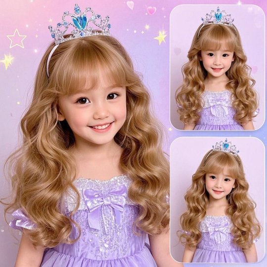 Children's Day Cos Barbie Party Princess Sweet Natural Long Curly Hair Daily Performance Photo Full Headgear Style