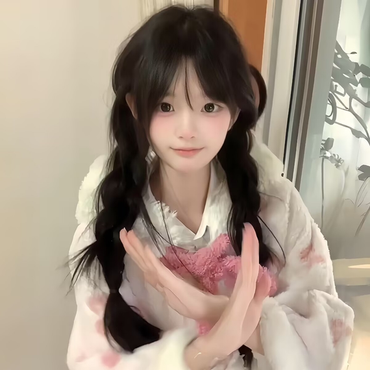 Braided Wig for Girls, Youthful Double Braids, Japanese Style, Age-Reducing, Realistic Long Hair, Everyday Sweet and Natural Full Head Wig Style