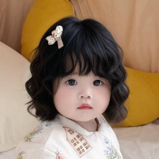 Baby Wig for Girls, Short Curly Hair, Sweet and Cute, Naturally Fluffy Bob Hairstyle, Suitable for Daily Performance and Photo Shoots, Full Head Wig